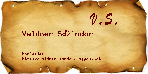 Valdner Sándor névjegykártya